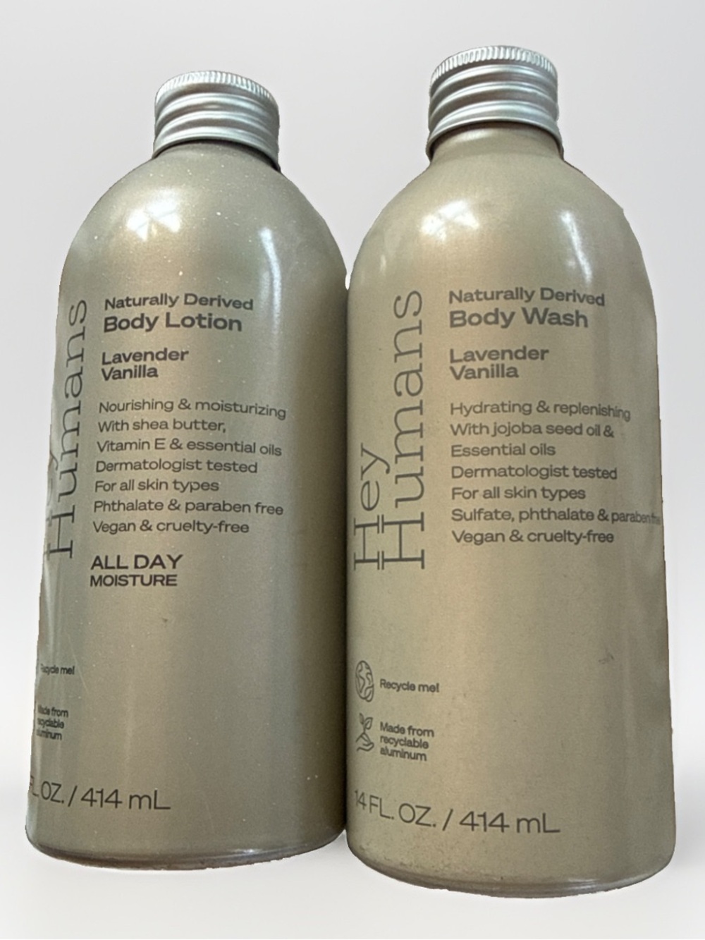 HEY HUMANS Lavender Vanilla Body Wash & Lotion Set 14oz NEW Jada Pinkett